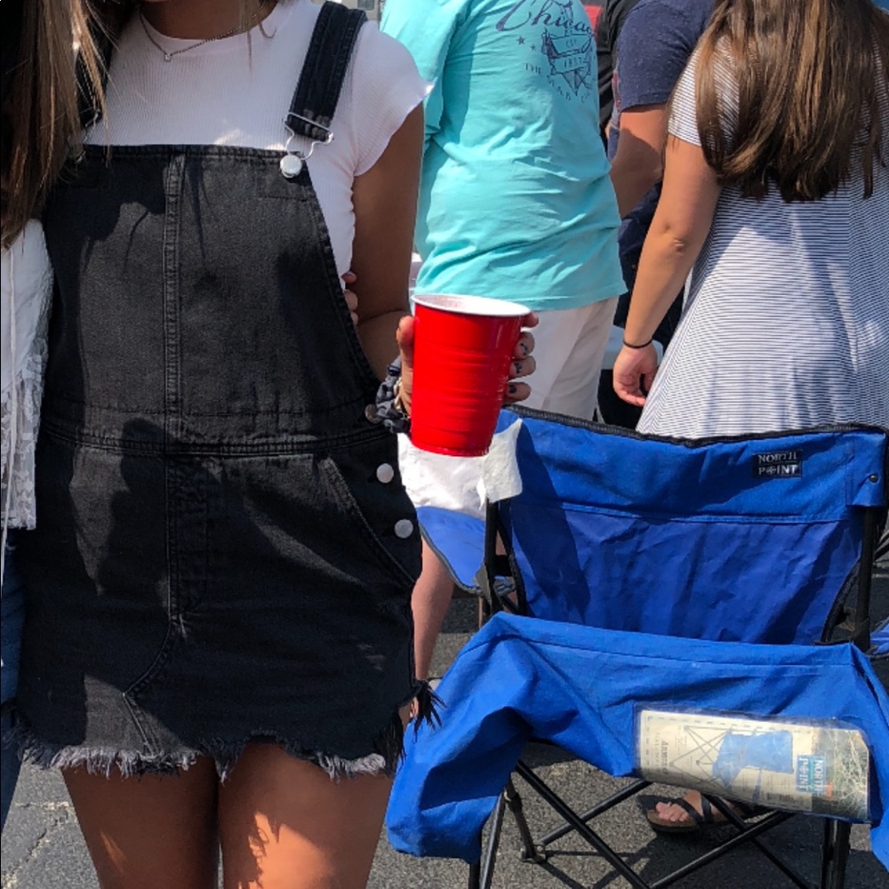 Free People Black Overall Denim Dress/Skirt